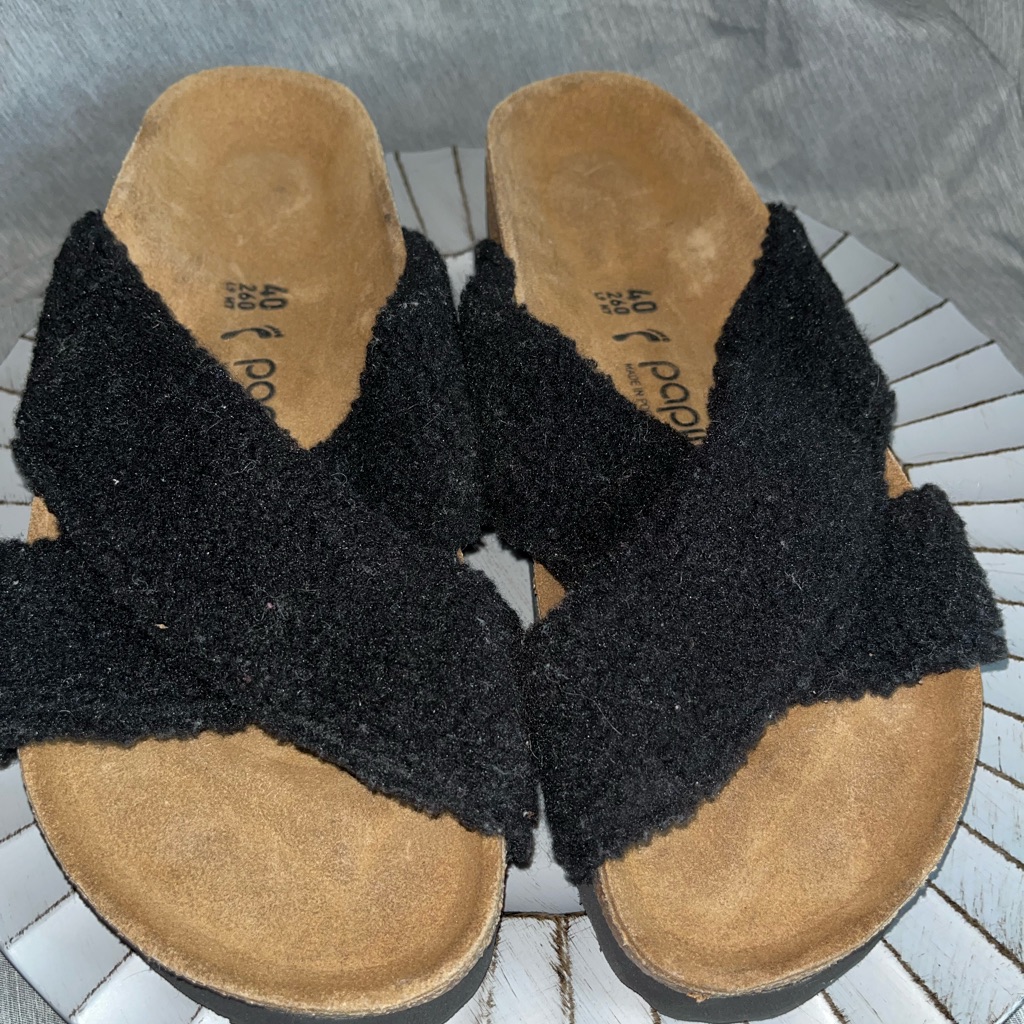 Birkenstock Papillio | Arizona Shearling Straps In Black Great Condition